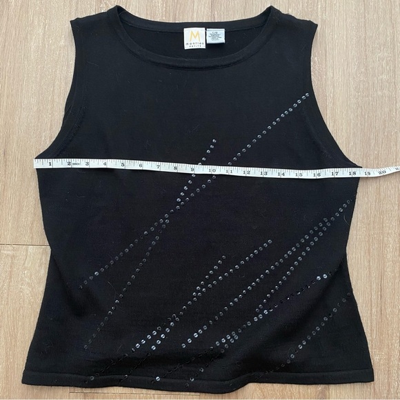 Mantles Wool Blend Scoop Neck Sequins Accent Tank Top Black Size Large - Picture 4 of 7